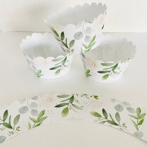 Greenery Watercolor Cupcake Wrappers Baby in Bloom Gender Neutral Oh ...