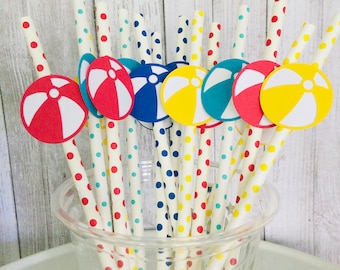 Beach Ball Drink Set / Beach Ball Sip Cups / Beach Pail for Ice Bucket /  Birthday Gift / Mother's Day / Pool Party / Pool Side 