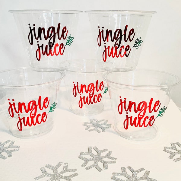 Jingle juice party cups 9 oz plastic disposable Christmas drink favor cups Christmas party holiday cup