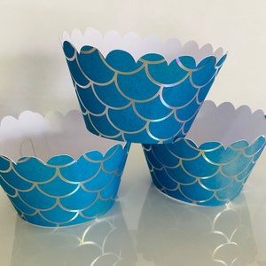 Mermaid fish scale cupcake wrappers mermaid birthday mermaid party decorations mermaid bridal shower wedding cupcake wrapper under the sea