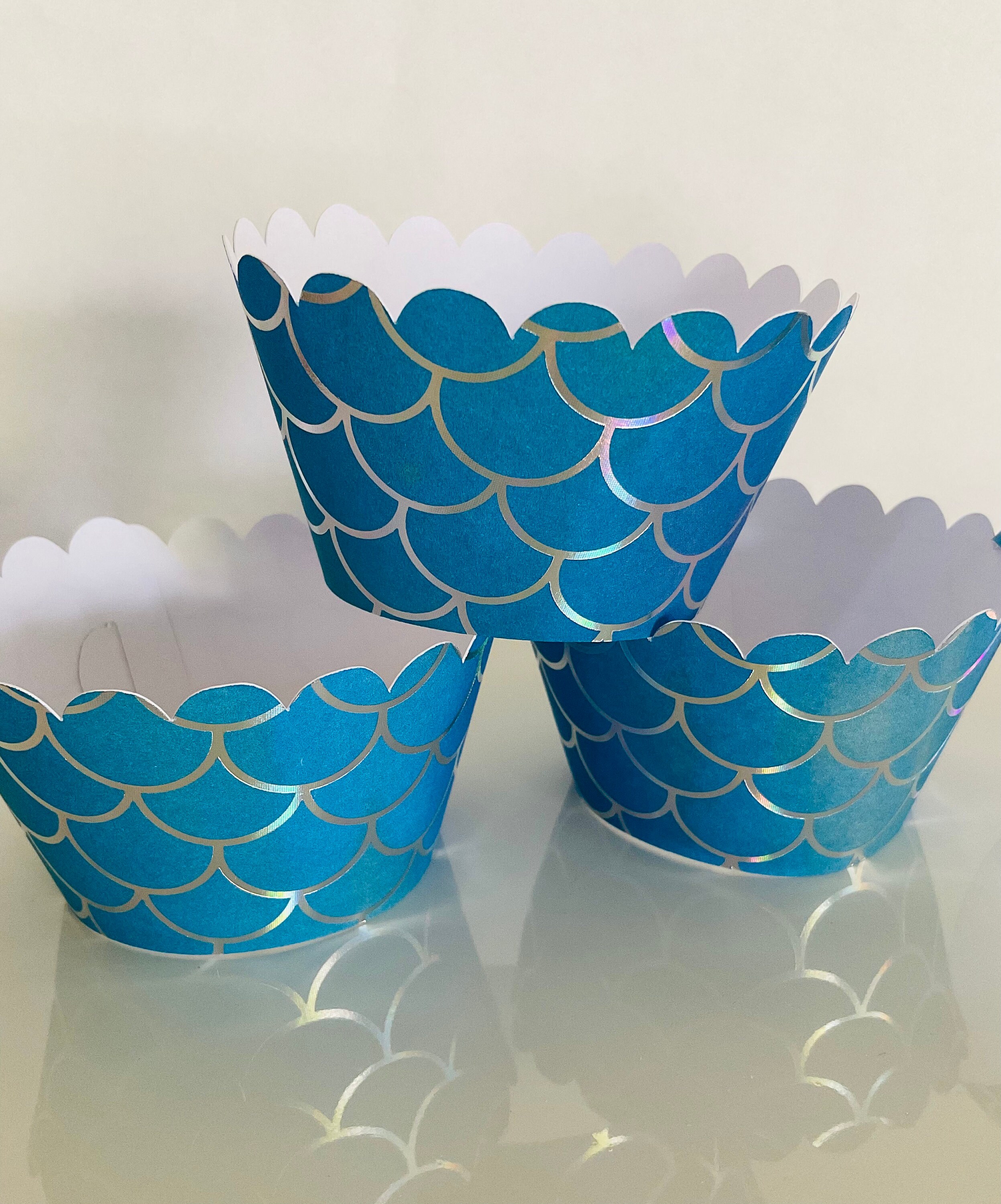 Mermaid fish scale cupcake wrappers mermaid birthday mermaid party decorations mermaid bridal shower wedding cupcake wrapper