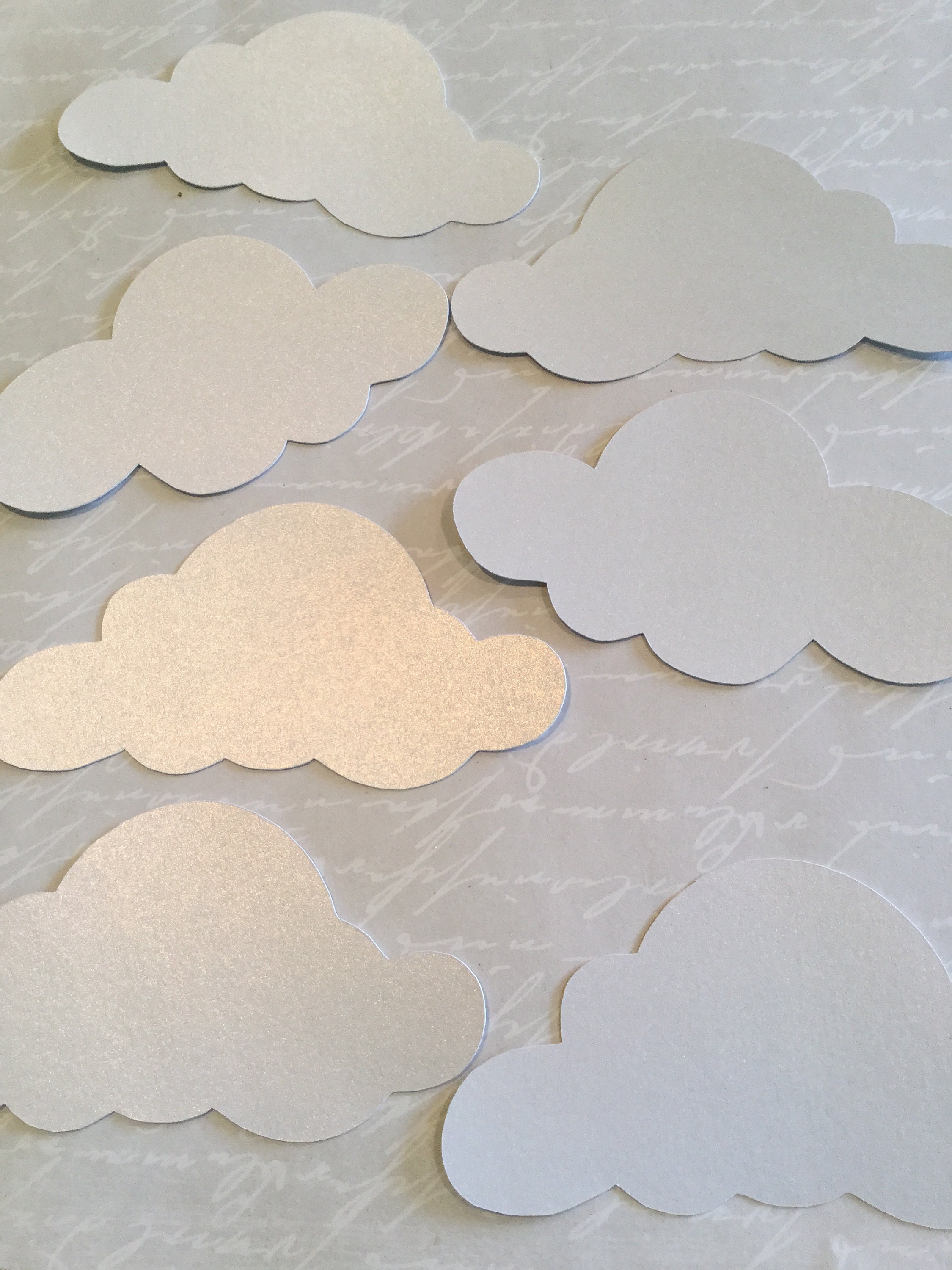 30 white shimmer cloud cardstock tags die cuts baby shower decoration wedding place cards cloud and moon theme party cloud