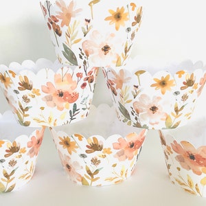 premade wrappers for cupcakes meadow flowers fall floral premade set of 12 flower first birthday she’s a wildflower baby in bloom shower