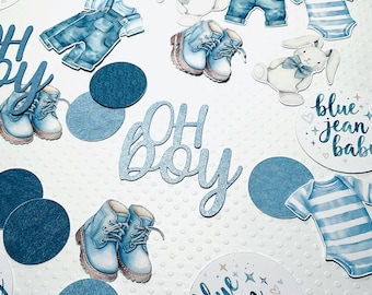 Blue Jean baby confetti denim baby clothes oh boy shower 77 pieces