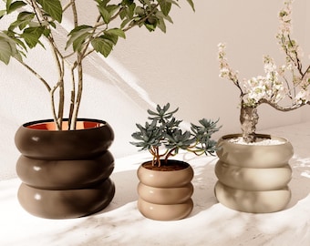 Brown 'Versailles' Indoor Planter Pot: Japandi Home Decor