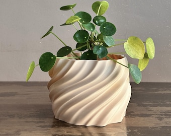 Verdrehter Beige Sukkulenten Übertopf: 3D Gedrucktes Recyclingplastik