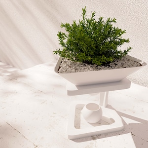 Modern White Planter with Stand: 3D Printed Indoor Plant Pot