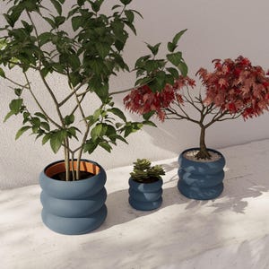 Dark Blue Indoor Planter Pot &#39;Versailles&#39; - Perfect for Lush Greenery, Cacti and Succulents plants