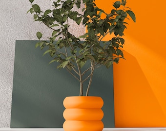 Orange 'Versailles' Planter Pot: Eco-Friendly Japandi Decor