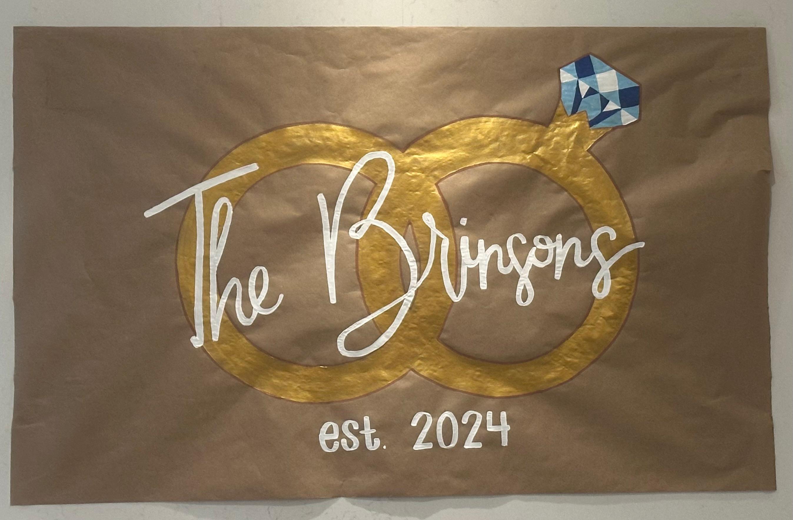 Custom Hand Painted Kraft Paper Banner for engagement party, wedding shower, bridal shower