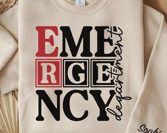 Personalized ER Nurse Sweatshirt, Custom Emergency Department Sweatshirt, Emergency Nurse Gift, Emergency Room Tech Gift