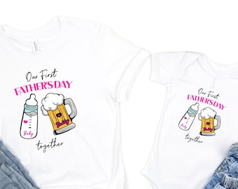 Fathers Day Shirt, Matching Father and Baby Shirt, Our First Father Day Shirt, Funny Dad Shirt, New Dad Gift, New Dad Announcement Shirt