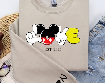 Sudadera personalizada Disney Love, sudadera Disney para San Valentín, sudadera Disney Mickey Valentine