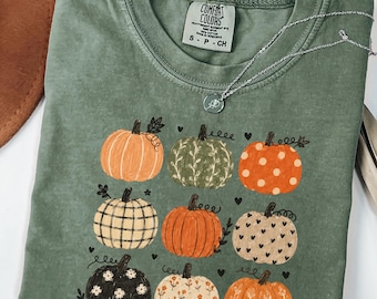 Comfort Colors® Fall Pumpkin Shirt, Thanksgiving Pumpkin Doodle Tee