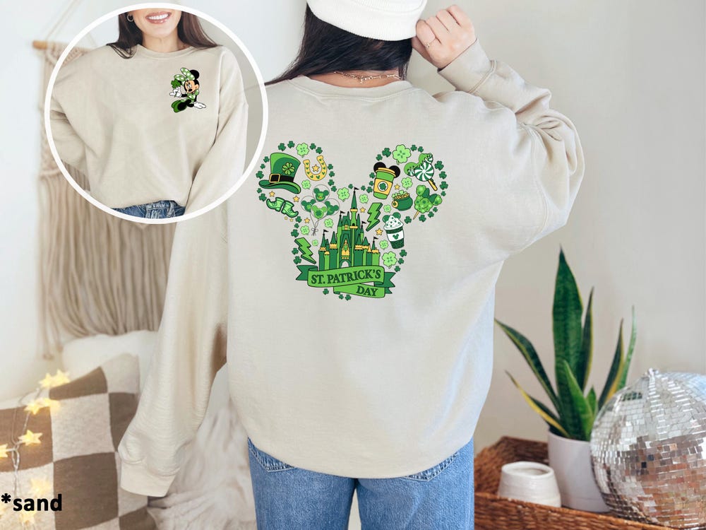 Mickey And Minnie St. Patrick'S Day Sweatshirt, Disney St. Paddy Day Sweatshirt, Disney Mickey Sweatshirt, Minnie Lucky Day Sweatshirt Teeshirtsummer