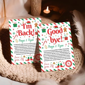 Kerstelfbrieven voor kinderen, aankomstbrief elf, retourbrief elfen, I&#39;m Back-brief, afscheidsbrief, bewerkbare canvassjabloon