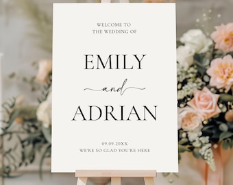 Minimalist Wedding Welcome Sign, Elegant Wedding Welcome Sign, Modern Wedding Welcome Poster, Editable Canva Template, Printable Sign