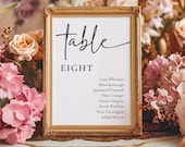 Wedding Table Number Sign, Table Name List Place Card, Table Number & List, Minimalist Wedding Sign, Canva Editable and Printable Template