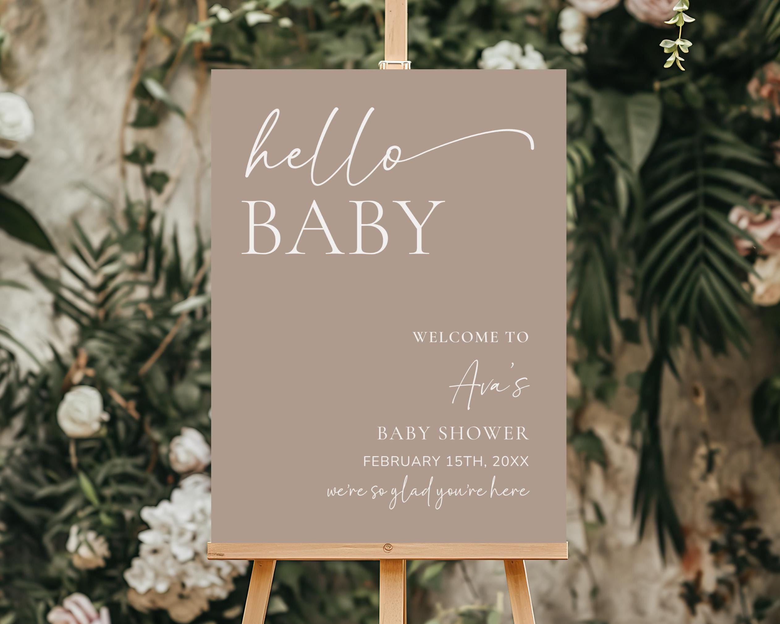 Neutral Baby Shower Welcome Sign, Hello Baby Welcome Sign, Editable and ...