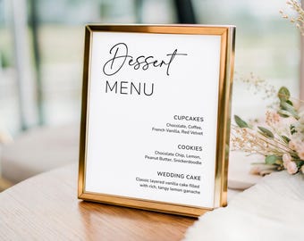 Dessert Menu Sign, Wedding Dessert Bar Sign, Minimalist Baby Shower Dessert Table Sign, Editable Canva Template, Printable Sign