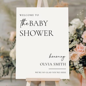 Baby Shower Welcome Sign, Minimalist Baby Shower Welcome Sign, Modern Sign, Simple Baby Shower Sign, Editable & Printable Canva Template