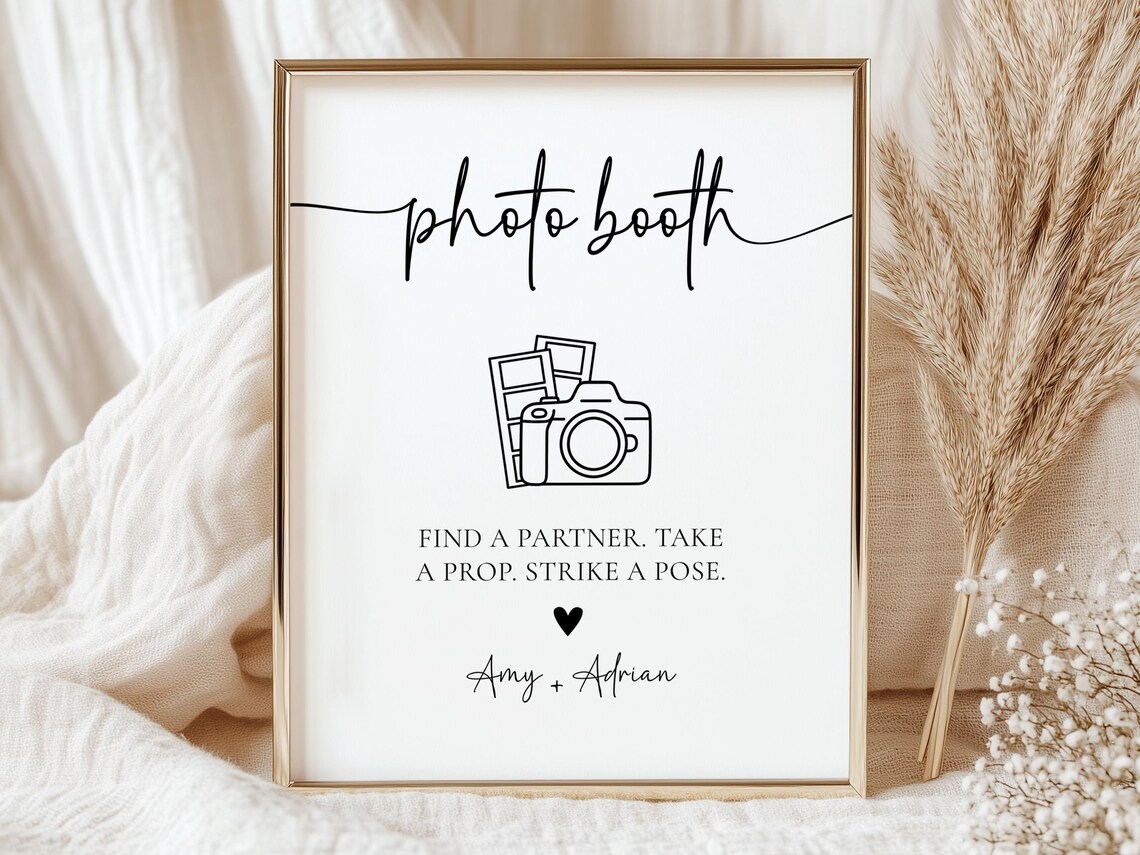 Wedding Photo Booth Sign, Minimalist Photo Booth Station Sign, Editable ...