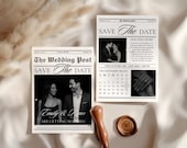 Save the Date Newspaper Invitation Card, Wedding Save the Date Invite, Canva Template, Printable Invitation