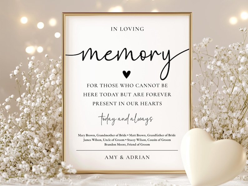 In Loving Memory Sign, Minimalist Wedding Memorial Table Sign, Wedding ...