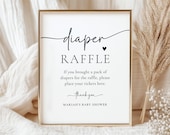 Diaper Raffle Baby Shower Sign, Baby Shower Diaper Raffle Game, Minimalist Baby Shower Sign, Canva Template, Printable Sign