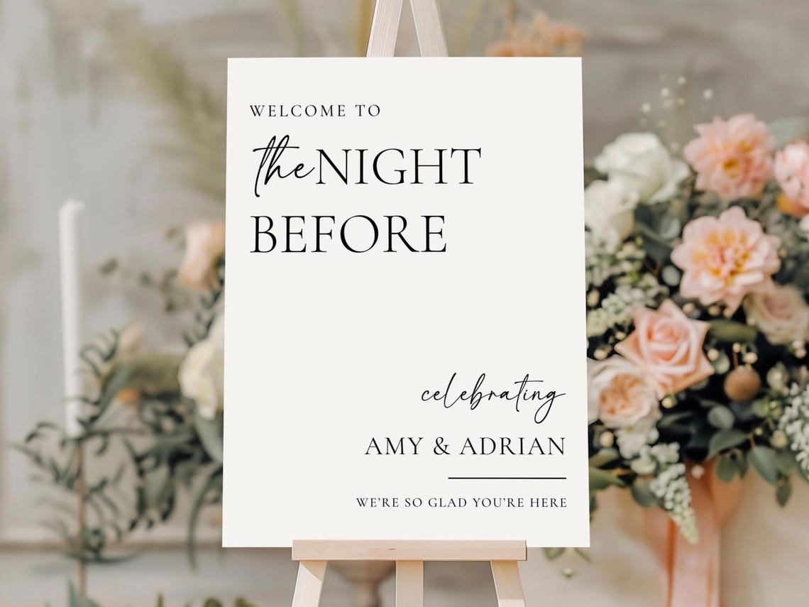 The Night Before Wedding Sign, Minimalist Wedding Rehearsal Dinner ...