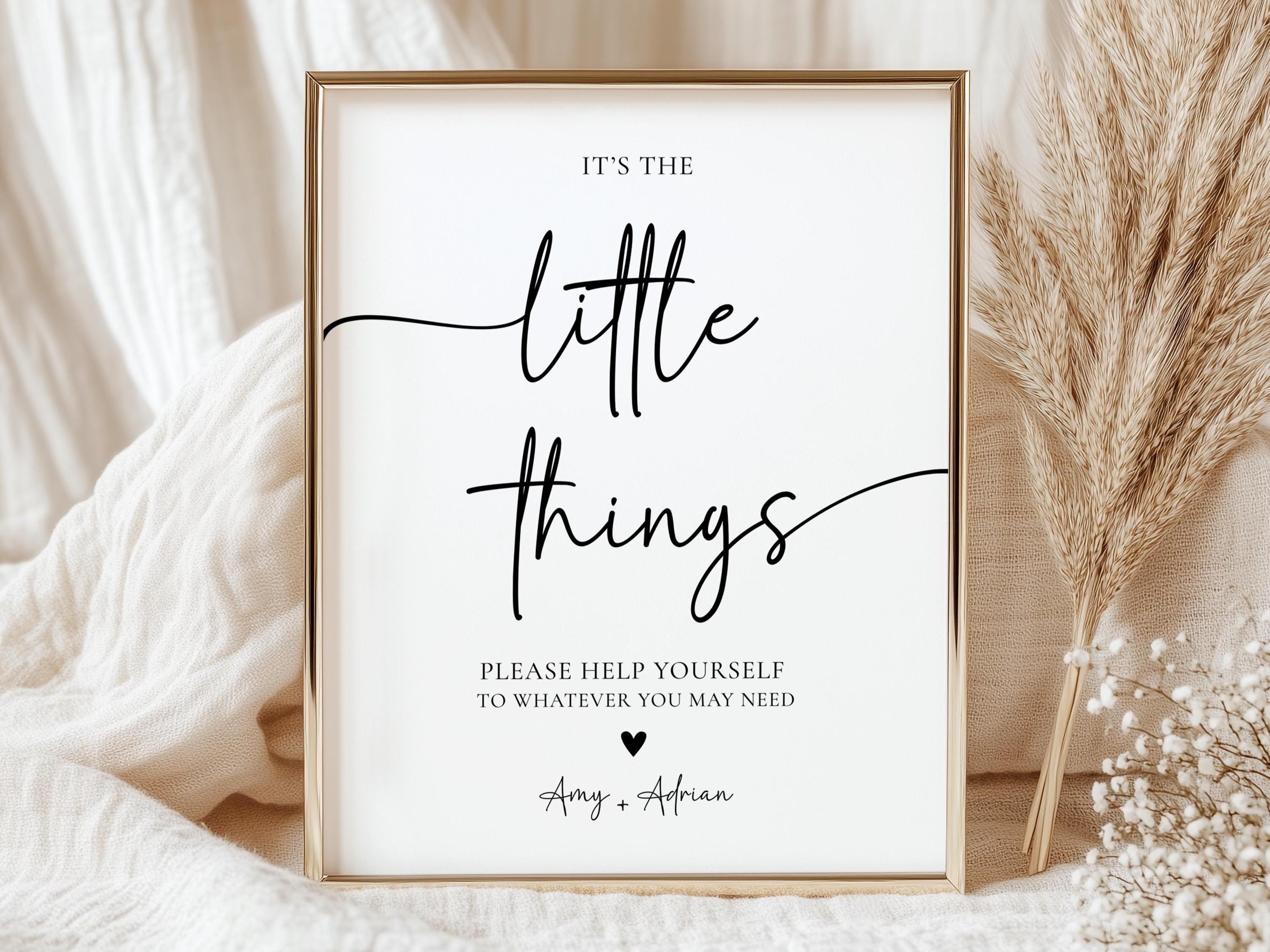 It's the Little Things Sign, Wedding Bathroom Basket Sign, Guest ...
