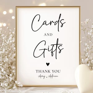 Cards and Gifts Wedding Sign, Wedding Presents Sign, Wedding Gift Table Sign, Minimalist Wedding Sign, Canva Editable and Printable Template