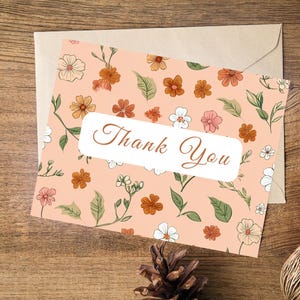 Danke, Karte, Dankeschön-Karte mit Blumenmotiv, bearbeitbares Dankeschön, Geburtstag für Erwachsene, Dankeschön-Notizkarten, digitale Dankeschön-Karte, Karte für Frau