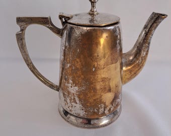 Rare Vintage silver-plated coffee pot with gilded traces — ca. 1930–1950 — hotel silver décor