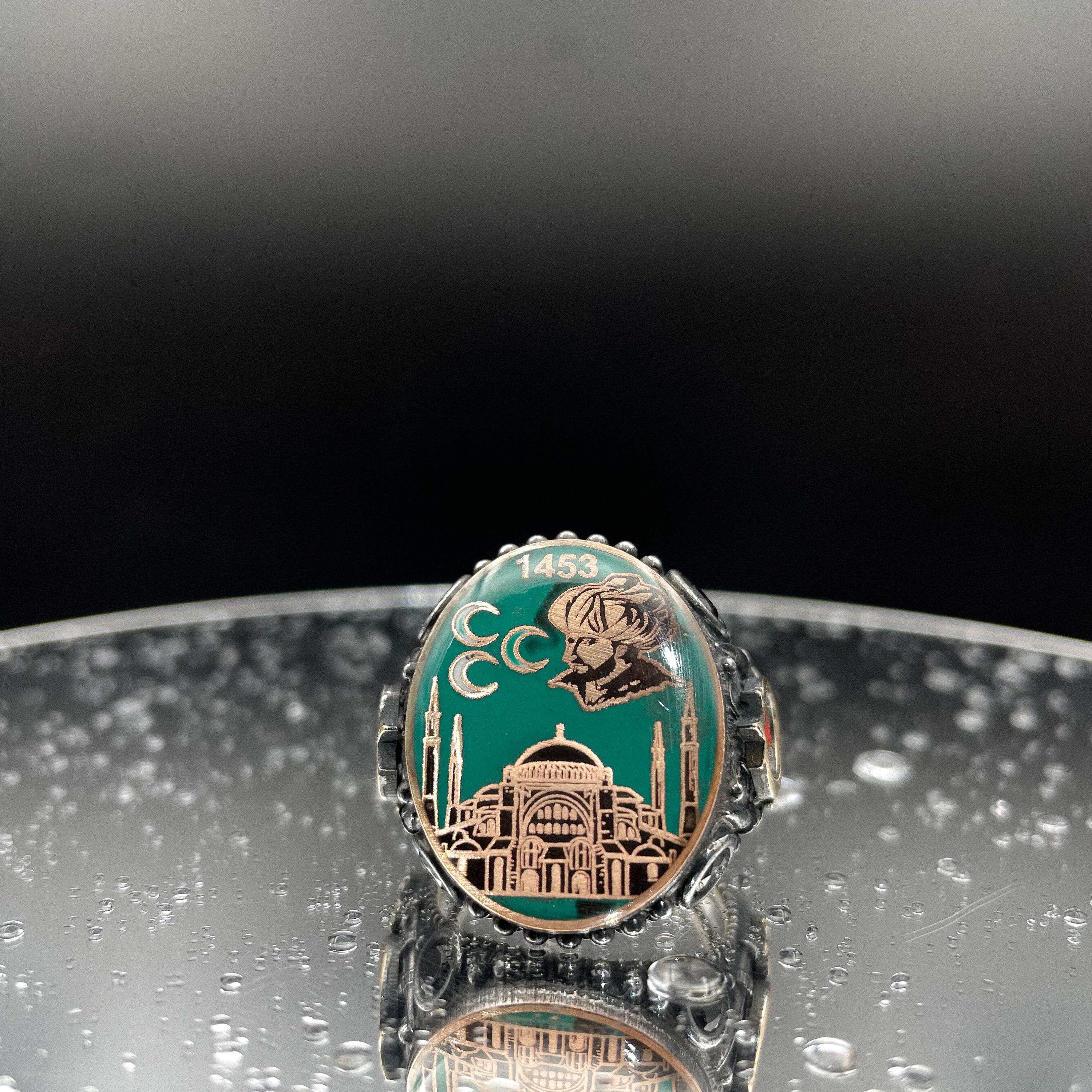 Fatih Sultan Mehmet Embroidered 925 Sterling Silver Men's Ring - Etsy