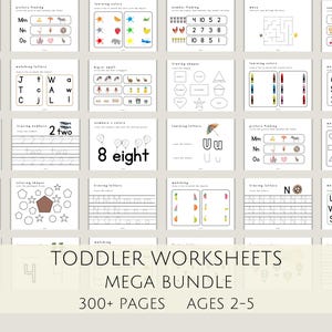 Preschool Learning Worksheet Bundle: 300+ Page Toddler Workbook (PDF)