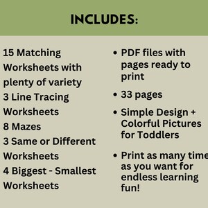 Kleinkind Arbeitsblatt-Bundle: Vorschule Zuordnen, Nachzeichnen, Labyrinthe (Digitaler Download) Bild 2
