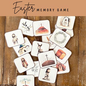 Juego cristiano de memoria de Pascua imprimible, actividades de resurrección para niños pequeños, juego de Pascua para la escuela dominical, Pascua basada en el Evangelio para la educación en casa.