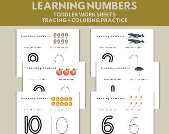 Toddler Number Worksheets: Preschool Counting 1-10, Tracing, Coloring (PDF Printable)