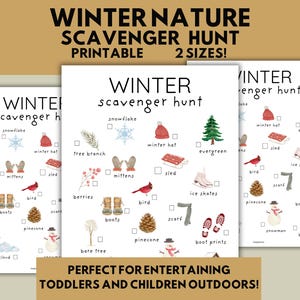 Winter Nature Scavenger Hunt Printable, Toddler Outdoor Game (PDF) - Etsy