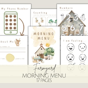 Farm Homeschool Morning Menu: Preschool & Kindergarten Activities (PDF)