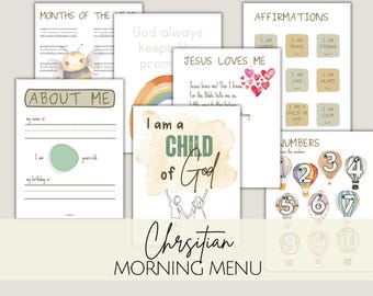 Cardápio Matinal da Pré-escola Cristã: Atividades com Versículos Bíblicos (PDF para Imprimir)