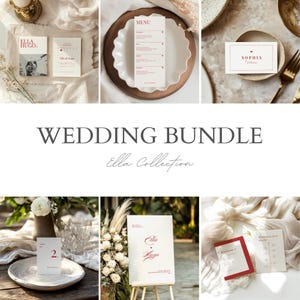 Rotes Herz-Hochzeits-Bundle, minimalistische Hochzeit großes Bundle, modernes elegantes Hochzeitsvorlagen-Bundle, bearbeitbares Hochzeitsschild-Vorlagenset