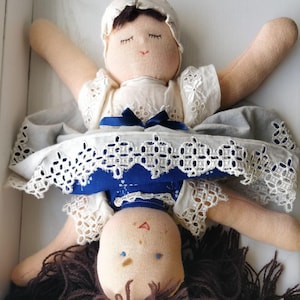TOPSY TURVY doll reversible vintage doll ragdoll plush toy hungary Waldorf doll