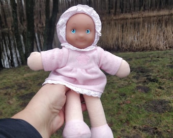 Vestido rosa vintage de muñeca de trapo para bebé