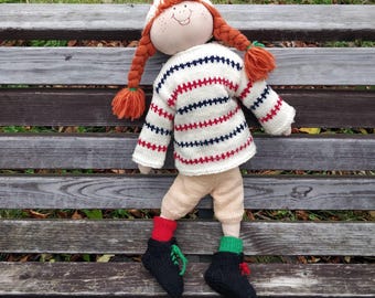 Ragdoll Pippi Langstrumpf 61cm Ragdoll Plüschtier vintage Stoffpuppe