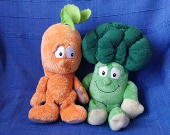 Plush vegetables broccoli carrot vintage toys set of two soft toy Goodness Gang
