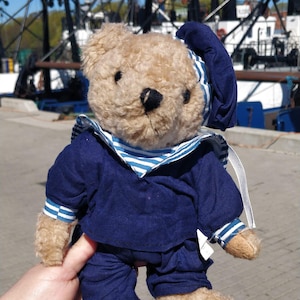 sailor bear vintage seaman plush toy naval uniform work robe soft toy sailor suit cap