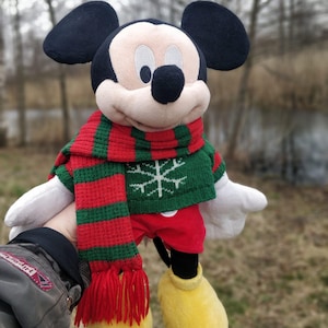 Mickey Mouse toy Disney characters cartoon Christmas Plush soft stuffed toy Christmas outfit sweater New year decor