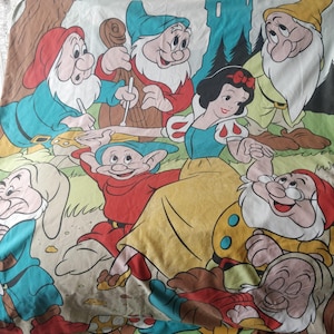 Duvet cover bedding bed lienen vintage Snow White fairytale characters dwarfs Disney cartoon gift